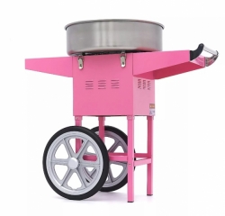 Stroj na cukrovou vatu - Ø 52 cm - růžový s vozíkem