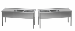 Nerezový dvoudřez - mycí stůl s odkapovou plochou montovaný - 48 variant